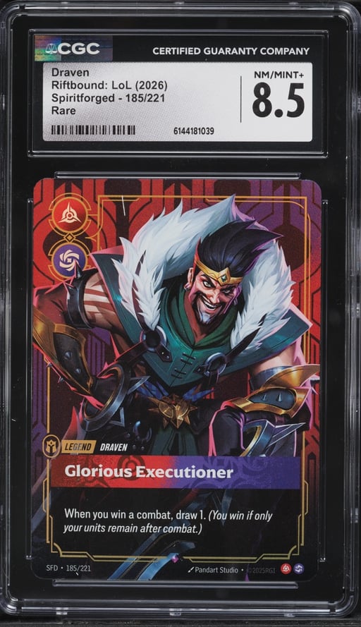 2026 Riftbound League Of Legends LoL Spiritforged Draven #185 CGC 8.5 NM-MT+