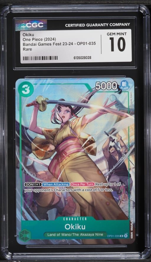 2024 One Piece Bandai Games Fest '23-'24 Okiku #OP01-035 CGC 10 GEM MINT