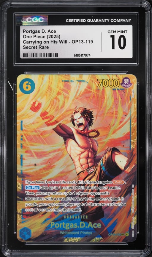 2025 One Piece Japanese Carrying On His Will SEC Portgas D. Ace #OP13-119 CGC 10 GEM MINT