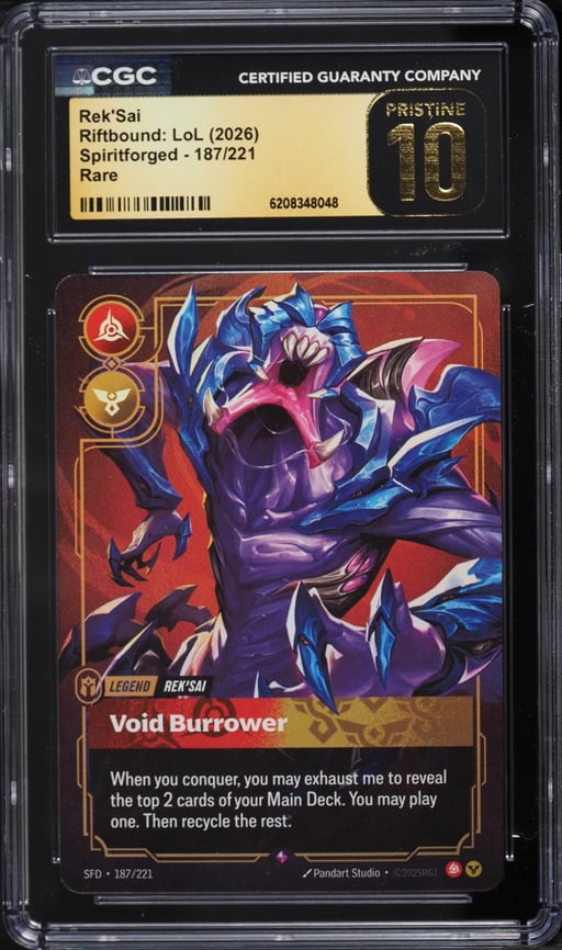 2026 Riftbound League Of Legends LoL Spiritforged Rek'Sai #187 CGC 10 PRISTINE