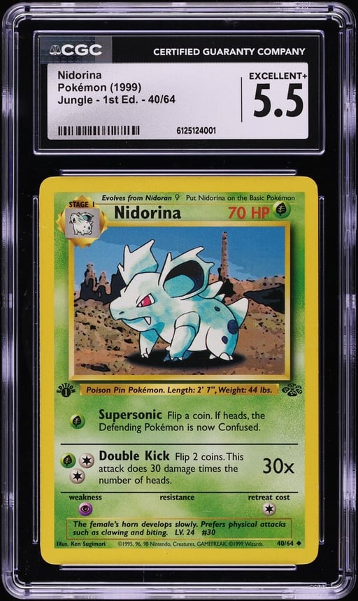 1999 Pokemon Jungle 1st Edition Nidorina #40 CGC 5.5 EX+