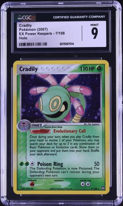 2007 Pokemon EX Power Keepers Holo Cradily #7 CGC 9 MINT
