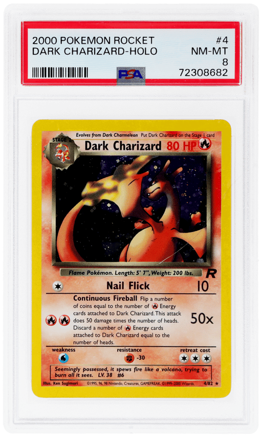 2000 Pokemon Team Rocket Holo Dark Charizard #4 PSA 8