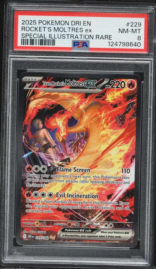 2025 Pokemon Scarlet & Violet Destined Rivals SIR Team Rocket's Moltres ex #229 PSA 8 NM-MT