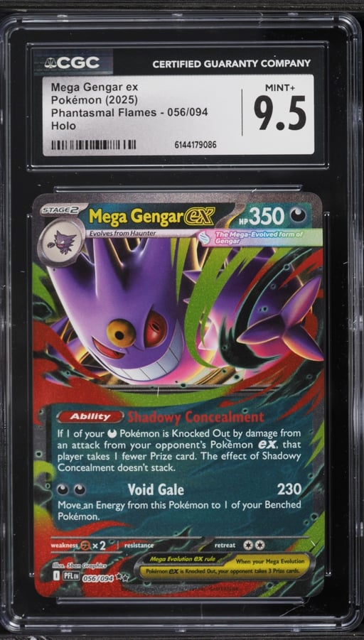 2025 Pokemon Mega Evolution Phantasmal Flames Holo Mega Gengar EX #56 CGC 9.5 MINT+