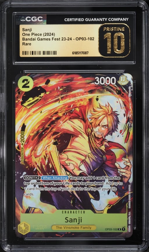 2024 One Piece Bandai Card Games Fest '23-'24 Sanji #OP03-102 CGC 10 PRISTINE