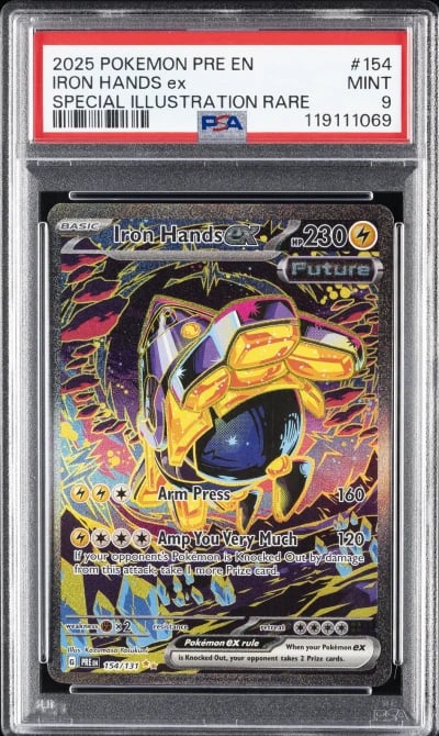 2025 POKEMON PRE EN-PRISMATIC EVOLUTIONS #154 IRON HANDS EX PSA 9