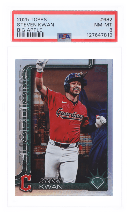 2025 Topps Big Apple Steven Kwan #682 PSA 8