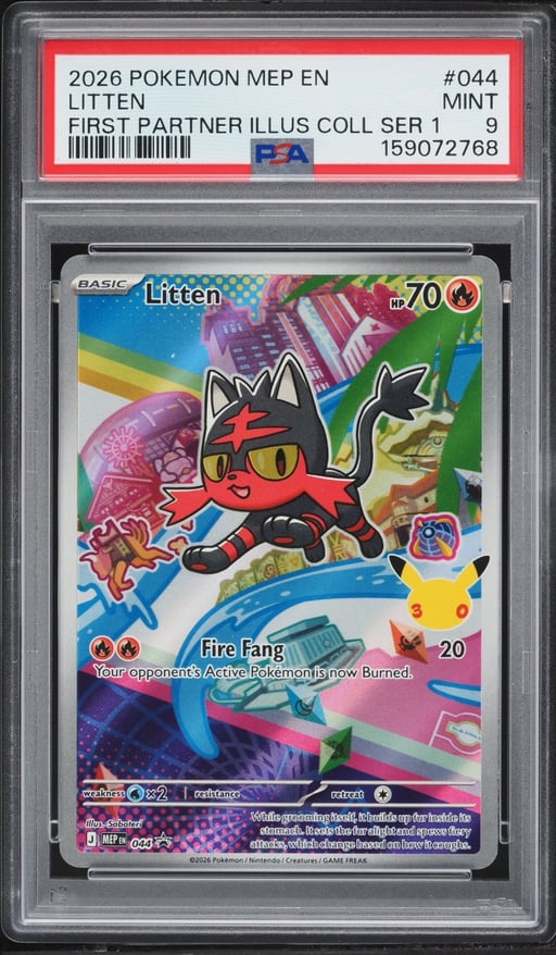2026 Pokemon Mega Evolution Promo First Partner Illustration Full Art Litten #44 PSA 9 MINT