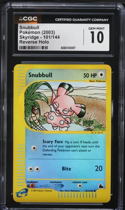2003 Pokemon Skyridge Reverse Holo Snubbull #101 CGC 10 GEM MINT