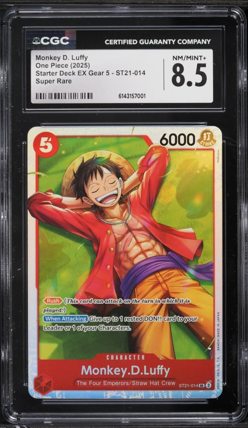 2025 One Piece Starter Deck EX Gear 5 SR Monkey D. Luffy #ST21-014 CGC 8.5 NM-MT+