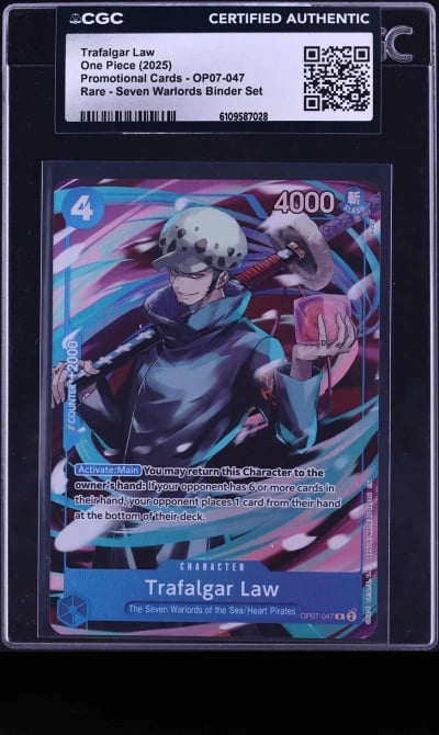 2025 One Piece Promo Seven Warlords Binder Set Alt Art Trafalgar Law #OP07-047 CGC AUTH