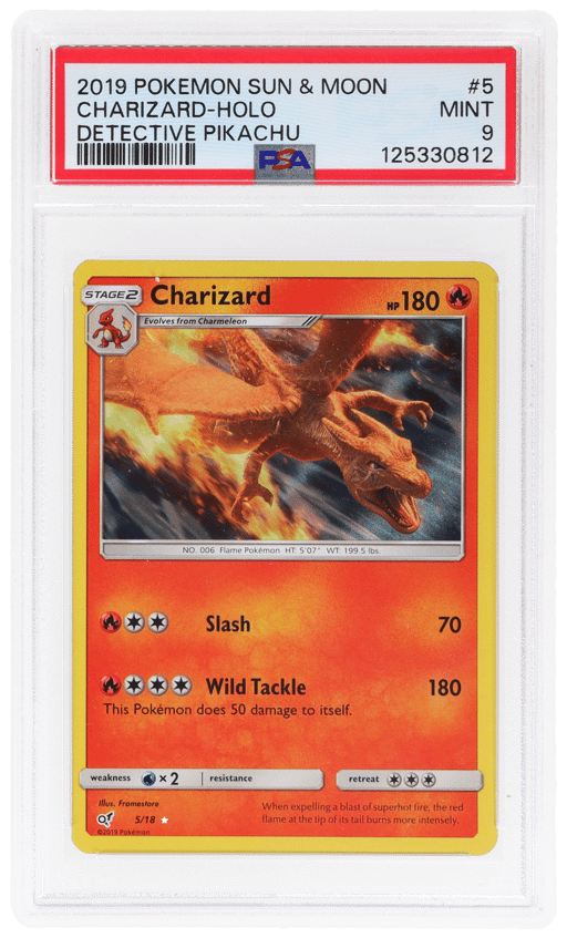 2019 Pokemon Sun and Moon Detective Pikachu Holo Charizard #5 PSA 9