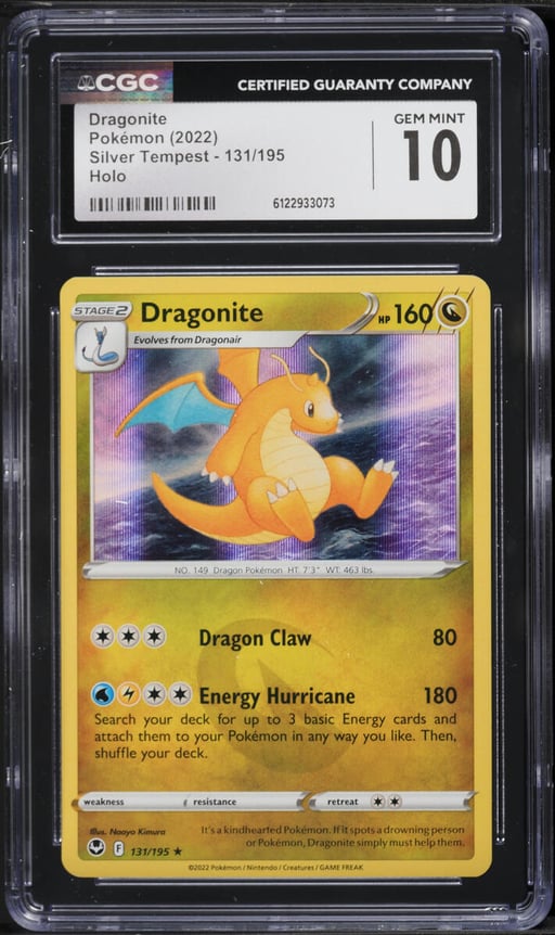 2022 Pokemon Sword & Shield Silver Tempest Holo Dragonite #131 CGC 10 GEM MINT