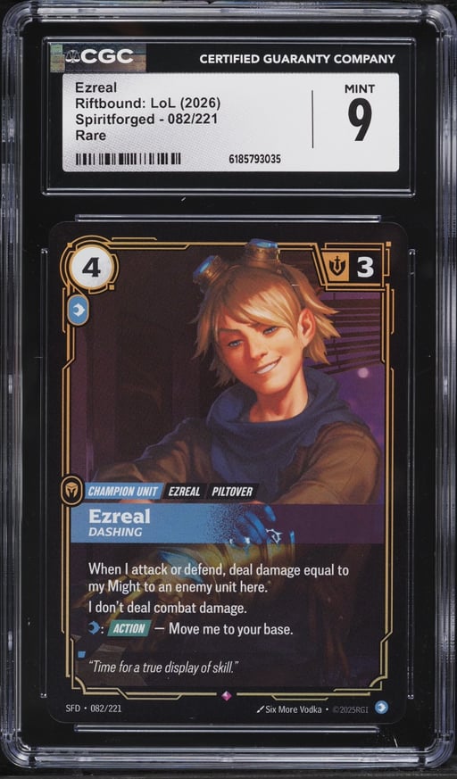 2026 Riftbound League Of Legends LoL Spiritforged Ezreal #82 CGC 9 MINT