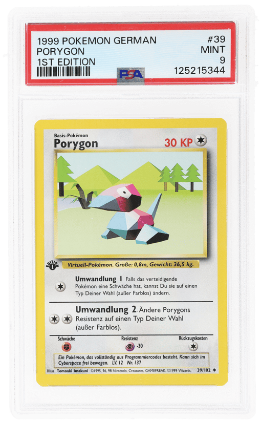 1999 Pokemon Base Set German 1st Edition Porygon #39 PSA 9