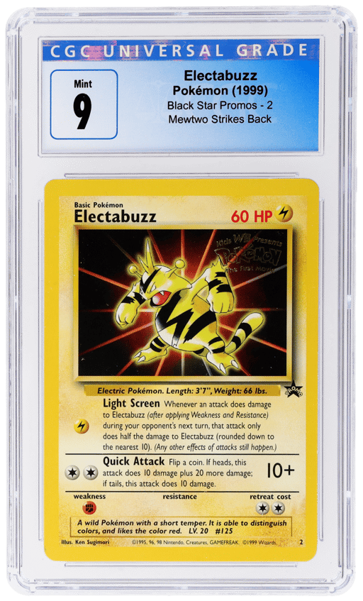 1999 Pokemon Wizards of the Coast Black Star Promo Mewtwo Strikes Back Electabuzz #2 CGC 9