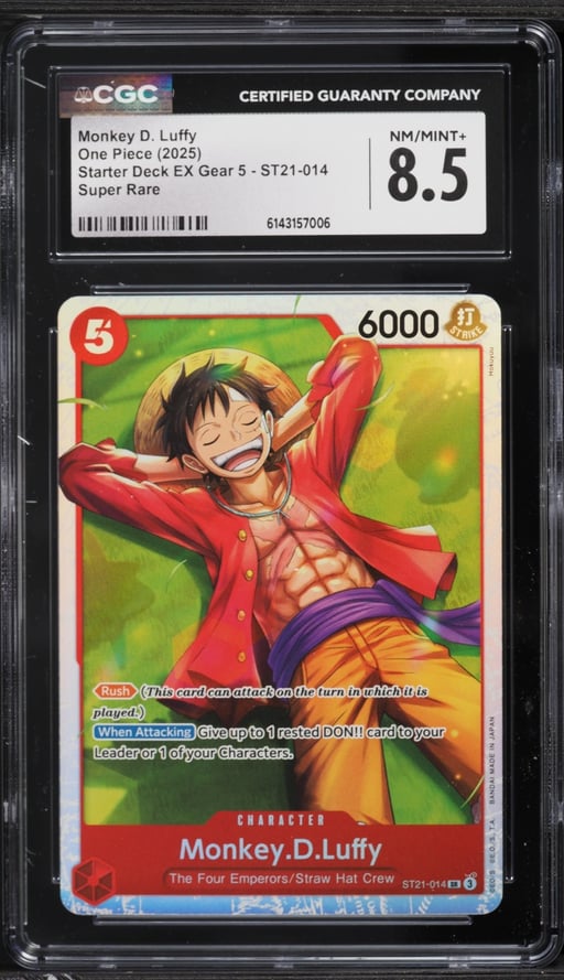 2025 One Piece Starter Deck EX Gear 5 SR Monkey D. Luffy #ST21-014 CGC 8.5 NM-MT+