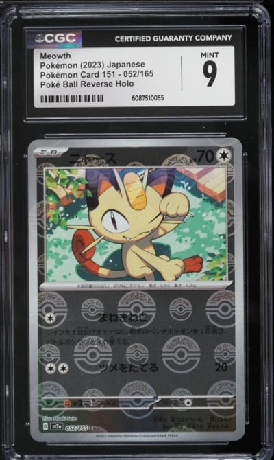 2023 Pokemon Japanese Scarlet & Violet 151 Poke Ball Reverse Holo Meowth #52 CGC 9 MINT