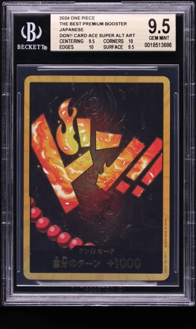 2024 One Piece Japanese The Best Premium Booster Alt Art Gold Don!! Card Ace BGS 9.5 GEM MINT