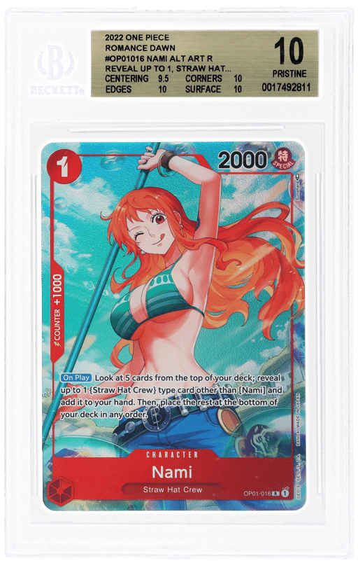 2022 One Piece Romance Dawn Alternate Art Errata Nami #OP01-016 BGS 10