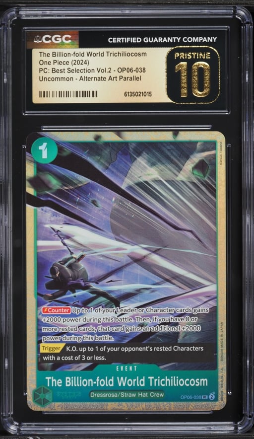 2024 One Piece PC Best Vol.2 Alt Art The Billion Fold World Trichiliocosm #OP06-038 CGC 10 PRISTINE