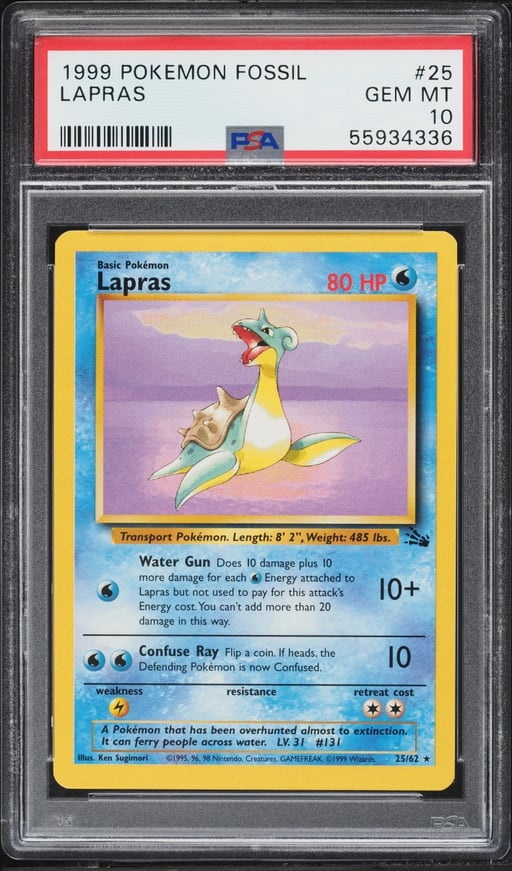 1999 Pokemon Fossil Lapras #25 PSA 10 GEM MINT