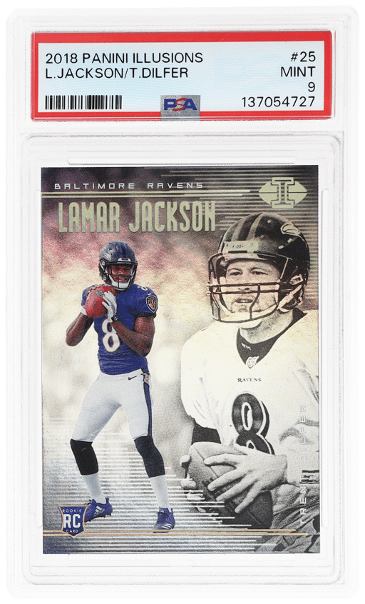 2018 Panini Illusions Lamar Jackson/Trent Dilfer #25 PSA 9