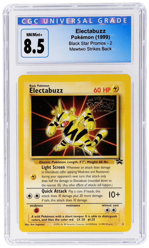 1999 Pokemon Wizards of the Coast Black Star Promo Mewtwo Strikes Back Electabuzz #2 CGC 8.5