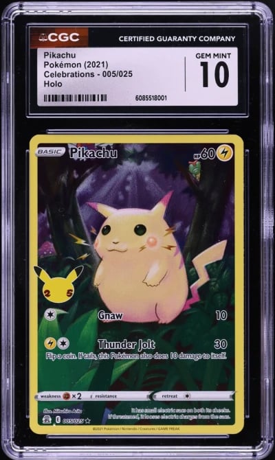 2021 Pokemon Sword & Shield Celebrations Full Art Pikachu #5 CGC 10 GEM MINT