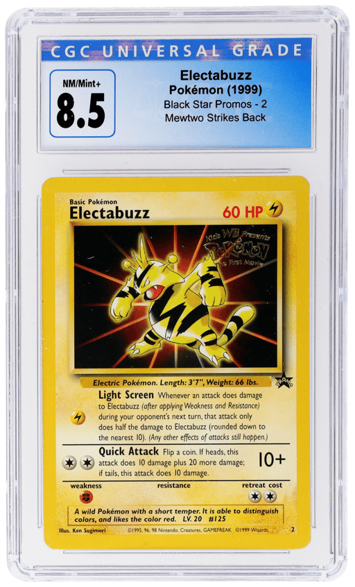 1999 Pokemon Wizards of the Coast Black Star Promo Mewtwo Strikes Back Electabuzz #2 CGC 8.5