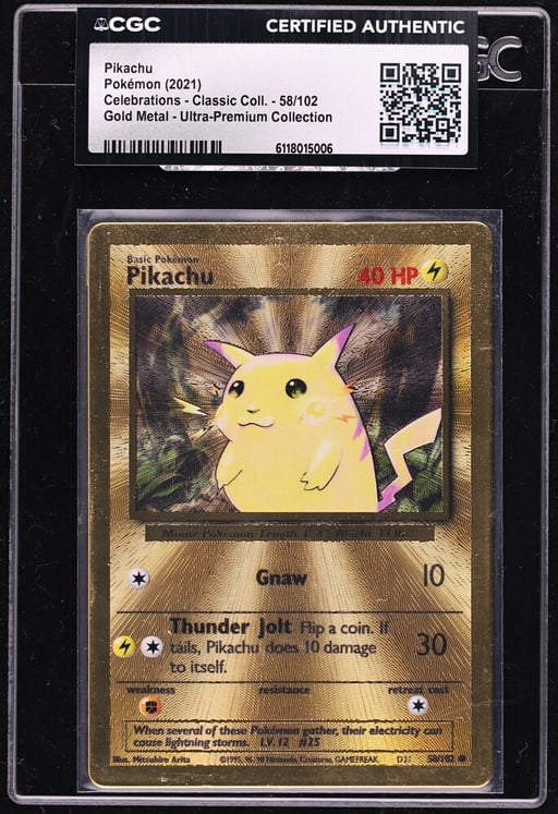 2021 Pokemon SWSH Celebrations Gold Metal Ultra Premium Collection Pikachu #58 CGC AUTH