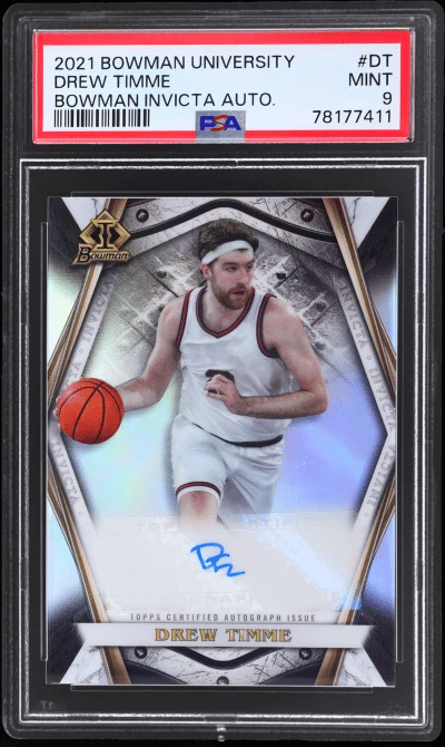 2021 Bowman University Invicta Autograph Drew Timme #BIADT 9/99 PSA 9