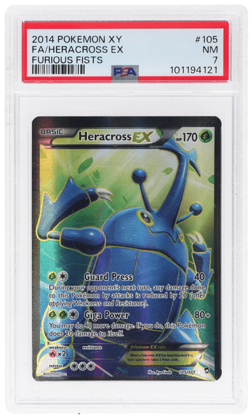 2014 Pokemon XY Furious Fists Heracross Ex #105 PSA 7