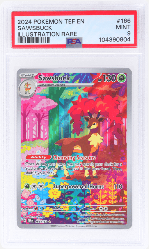 2024 Pokemon Scarlet and Violet Temporal Forces Illustration Rare Sawsbuck #166 PSA 9
