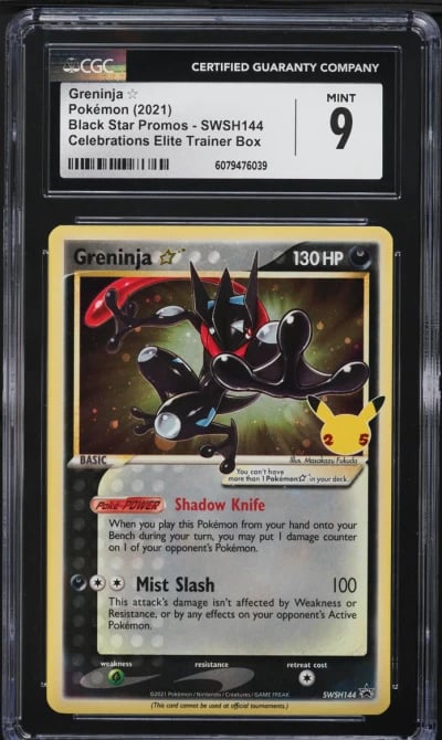 2021 Pokemon SWSH Promo Celebrations ETB Greninja Gold Star #144 CGC 9 MINT
