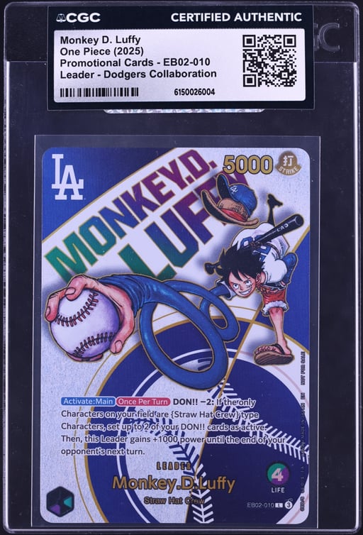 2025 One Piece Promo Dodgers X Night Leader Monkey D. Luffy #EB02-010 CGC AUTH