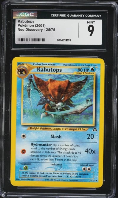 2001 Pokemon Neo Discovery Kabutops #25 CGC 9 MINT