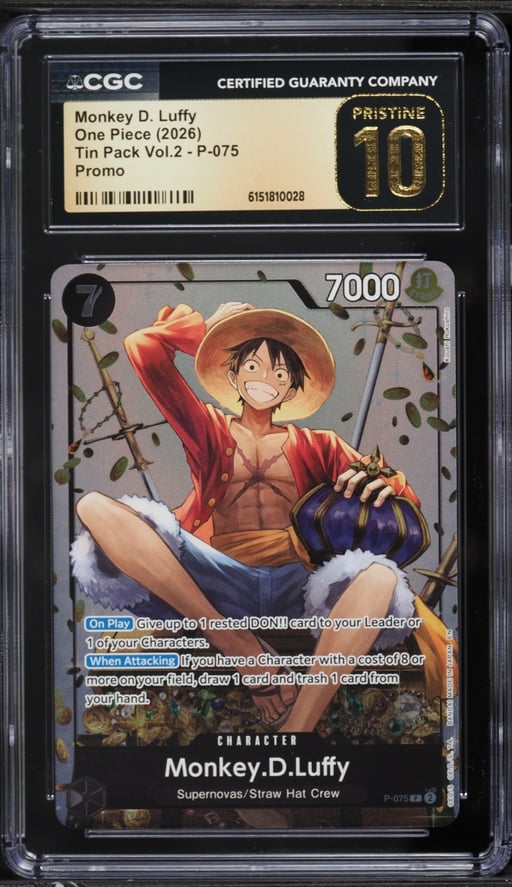 2026 One Piece Promo Tin Pack Vol.2 Monkey D. Luffy #P-075 CGC 10 PRISTINE