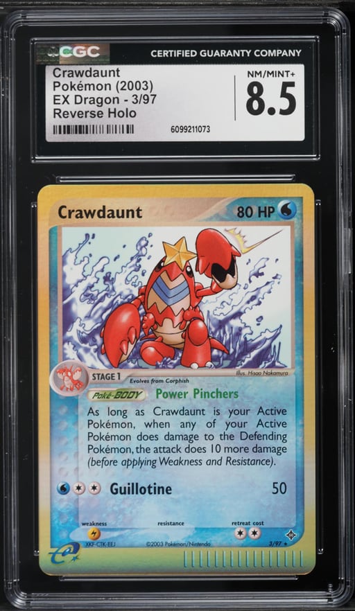 2003 Pokemon EX Dragon Reverse Holo Crawdaunt #3 CGC 8.5 NM-MT+
