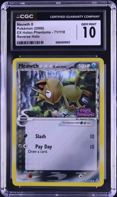 2006 Pokemon EX Holon Phantoms Reverse Holo Meowth #71 CGC 10 GEM MINT