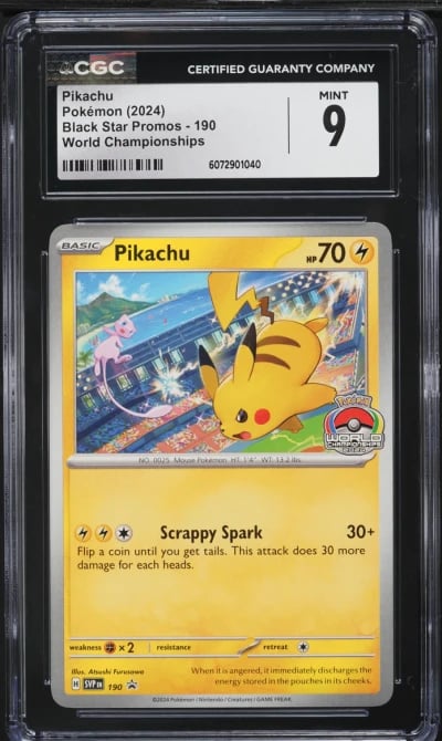 2024 Pokemon SV Black Star Promo World Championship Pikachu #190 CGC 9 MINT