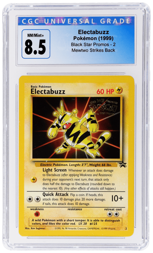 1999 Pokemon Wizards of the Coast Black Star Promo Mewtwo Strikes Back Electabuzz #2 CGC 8.5