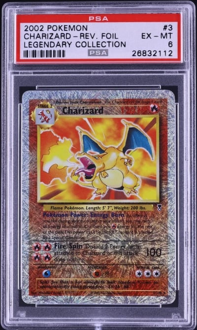 2002 Pokemon Legendary Collection Reverse Holo Charizard #3 PSA 6 EXMT