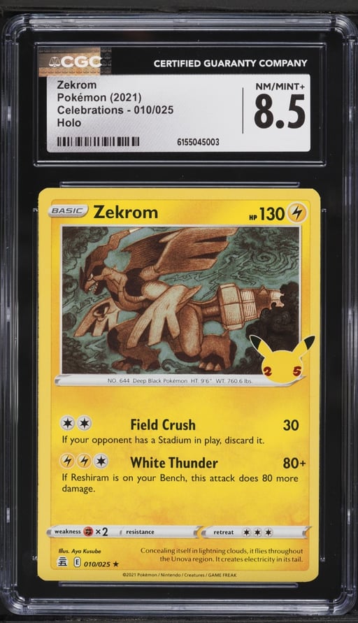 2021 Pokemon Sword & Shield Celebrations Holo Zekrom #10 CGC 8.5 NM-MT+