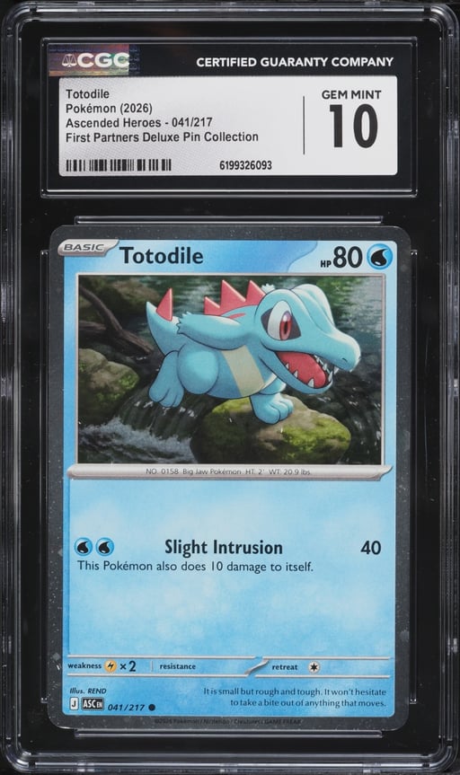2026 Pokemon Mega Ascended Heroes First Partners Deluxe Pin Totodile #41 CGC 10 GEM MINT