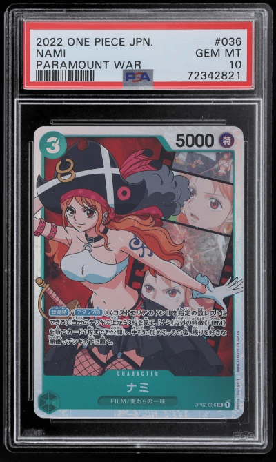 2022 One Piece Summit Decisive Battle Japanese Super Rare Nami #OP02036 PSA 10