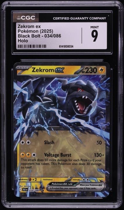 2025 Pokemon Scarlet & Violet Black Bolt Holo Zekrom ex #34 CGC 9 MINT