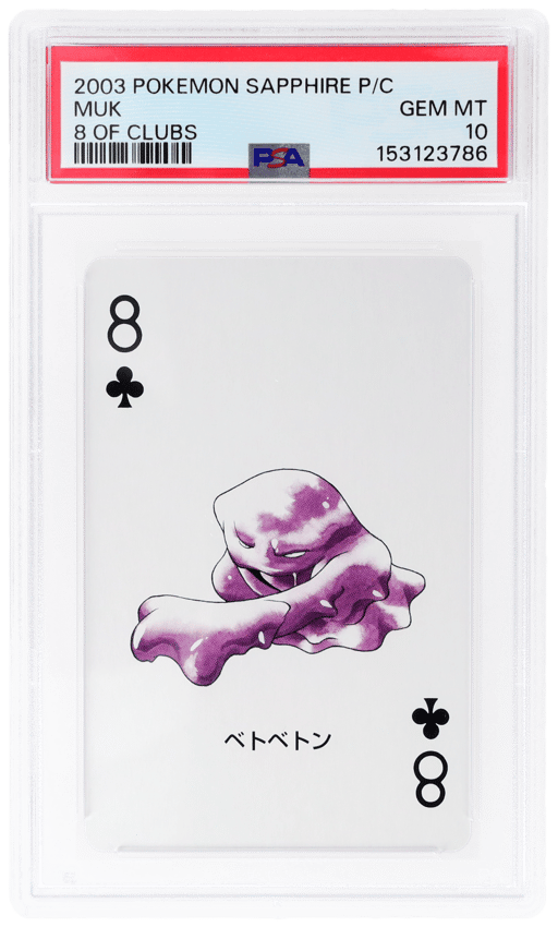 2003 Pokemon Sapphire Version Playing Cards 8 of Clubs Muk PSA 10