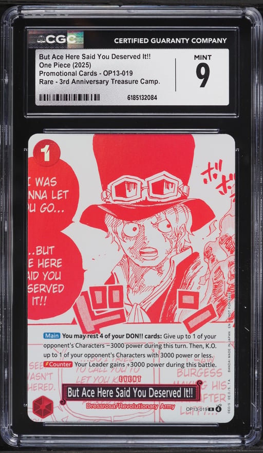 2025 One Piece 3rd Treasure Manga Alt Art But Ace Here Said You Deserved It!! CGC 9 MINT
